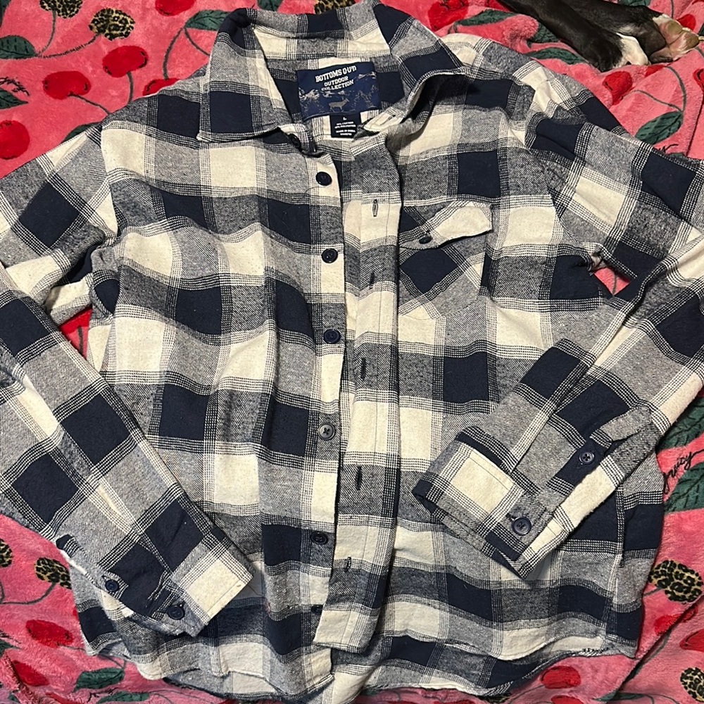 Men's Navy Plaid Casual Button Down Shirt
